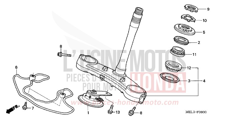 TIGE DE DIRECTION von CBR1000RR "Fireblade" NOIR (NH1) von 2005